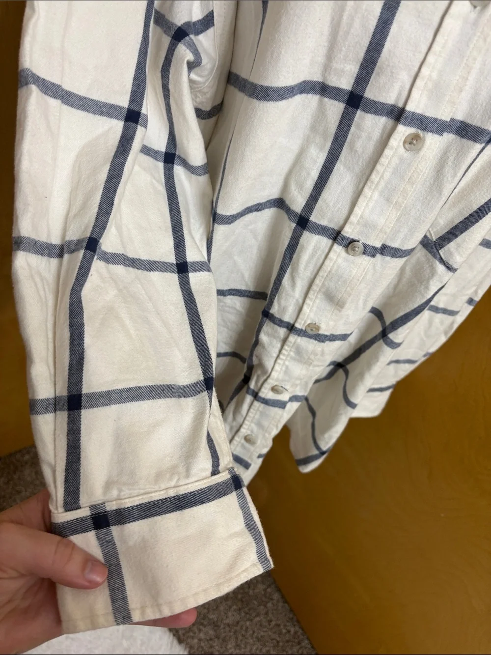 NWT Universal Thread Off White And Navy Blue Oversized Fit Button Down Shirt XXL